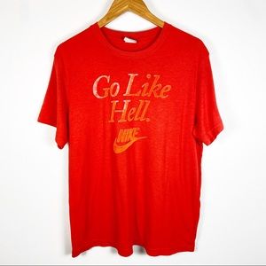 Nike T-shirt with Flocked Writing “Go Like Hell”